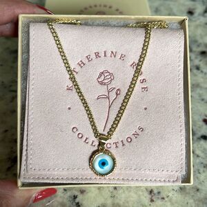 Katherine Rose Collections Womens Cuban Evil Eye Necklace Gold Filled‎ OS NWOT